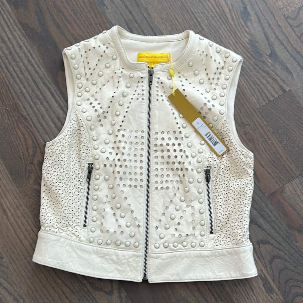 Nwt - Catherine Malandrino - Lamb Leather Vest - Size 6